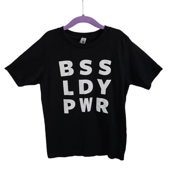 Kids Size S Boss Lady Power Short Sleeve Graphic Tee Black Soft Cotton Blend - Picture 1 of 5